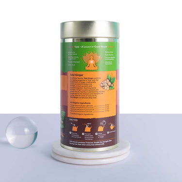 A TATA Product - Organic India Tulsi Ginger Tea - 100g, Rich in Antioxidants, Supports Digestion, Stress Relieving, Helps Boost Metabolism, Caffeine-Free, Whole Herbs